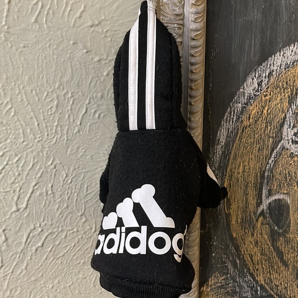 Adidas Inspired Adidog Hoodie Jacket 3 Bone Stripe Black White Sz Small - Picture 7 of 10